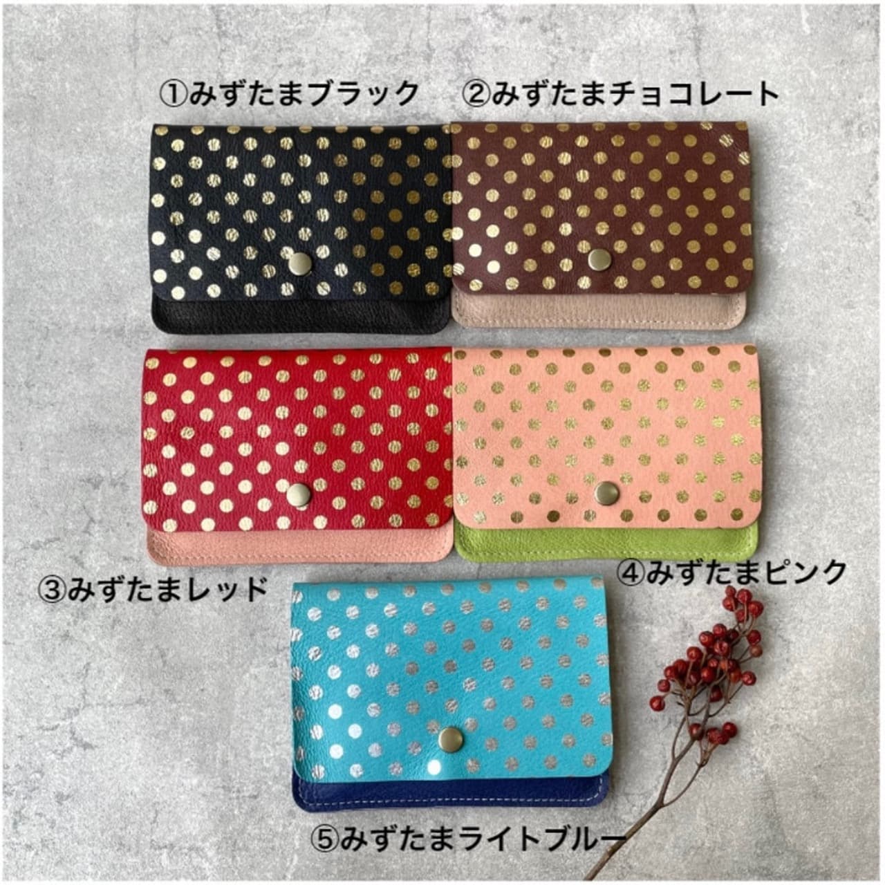 レザーティッシュケース みずたま ドット ホワ...の紹介画像2