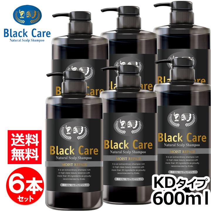 8,580円お得！ ブラックケアシャンプーKD 600ml お得な6本セット ブラックシャンプー リンス不要 スカルプ シャンプー ボリューム ツヤ 潤い しっとり さらさら 天然成分 地肌ケア レディース メンズ ボトル 弱酸性