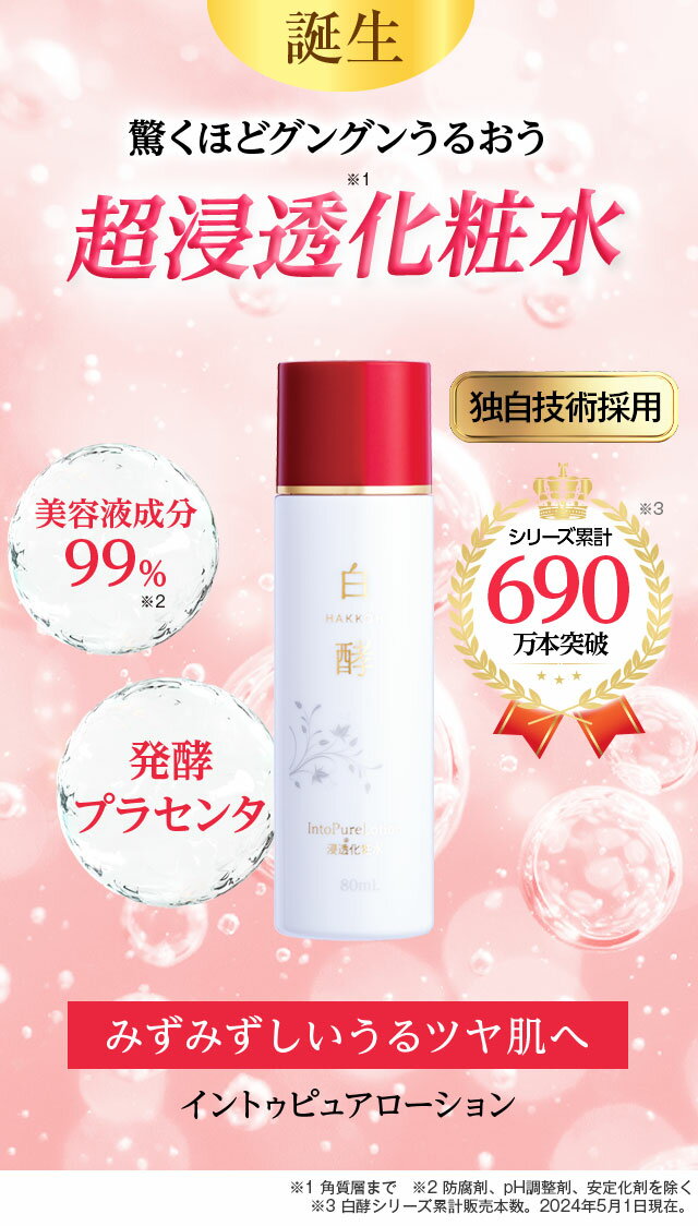 【ポイント最大47倍＆最大8％OFFクーポン3/11 9:59まで！】 白酵 イントゥピュアローション 80ml 1本 発酵プラセンタ 化粧水 白酵プラセンタ ローション 保湿 乾燥 スキンケア エイジングケア コラーゲン ヒアルロン酸 プロテオグリカン サイタイエキス ナイアシンアミド 2