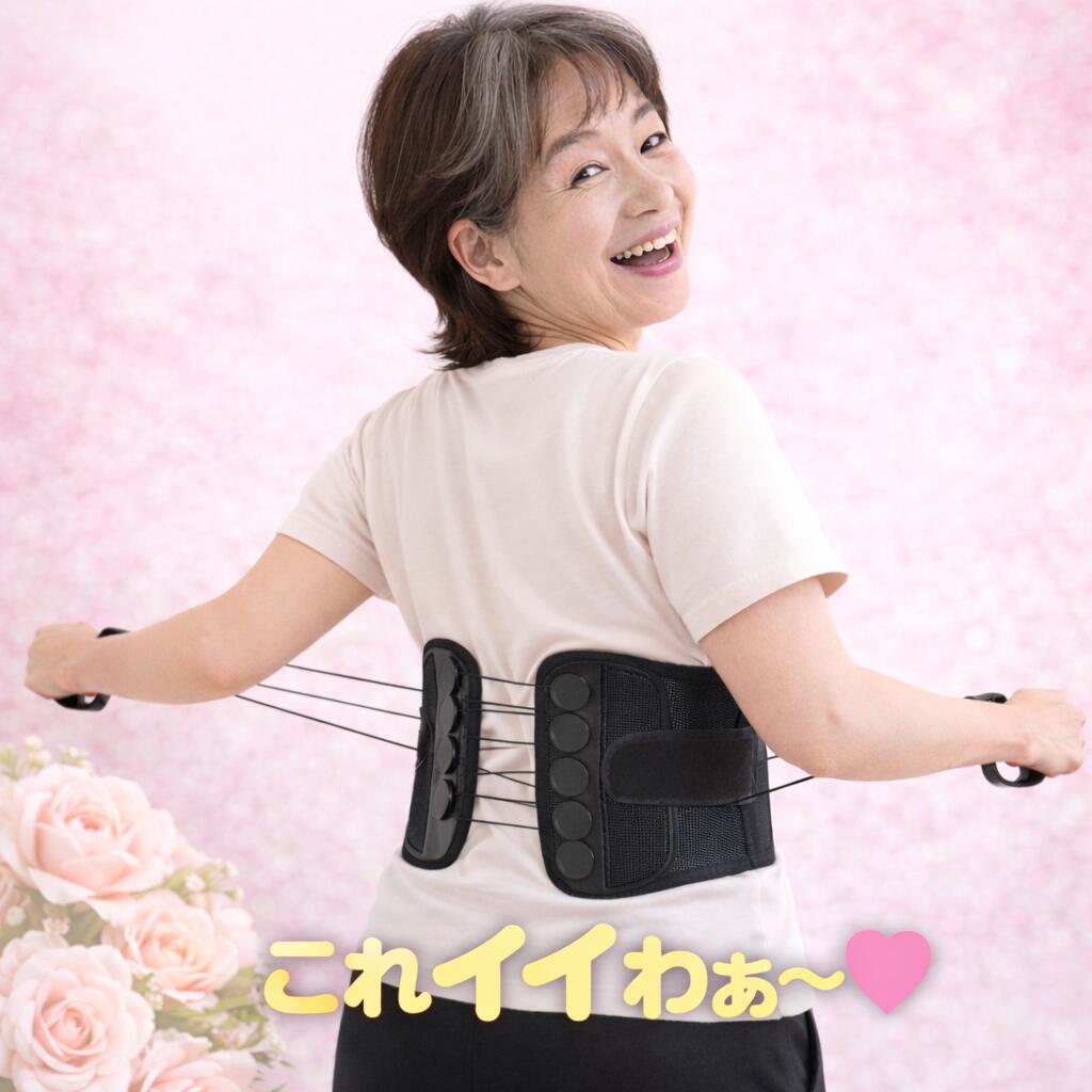 ＜本日10%OFFクーポン 1782円＞【 楽々 シュッと 腰 サポーター ベルト コルセット 】 引っ張るだけ 楽々 黒 ブラック 軽量 簡単 スポーツ 散歩 ゴルフ 料理 ウォーキング 散歩 ランニング 立ち仕事 農作業 登山 トレッキング 人気 オシャレ 送料無料 3