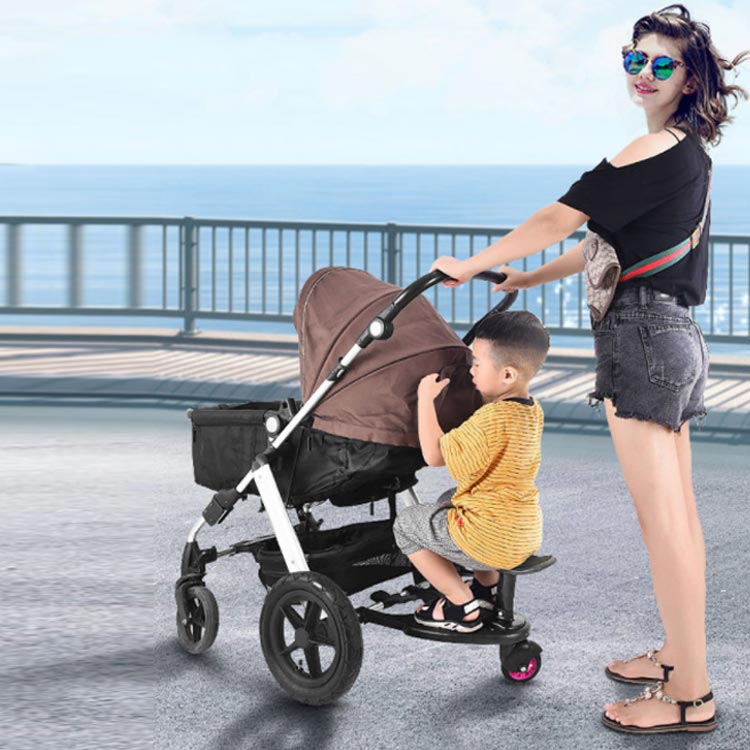 NATIVES SHOPの双子用 ステップ ベビーカーステップ 補助ペダル ベビーカーボード ベビーカー バギー サドル付き 二人乗り用 ベビーカーステップ ツーウェイボード ステップ 収納可能｜アングル2