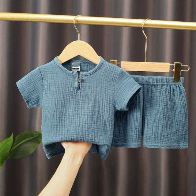キッズ 子供服 上下セット ショートパンツ ヘンリーネック じんべい 甚平 半袖 ガ...