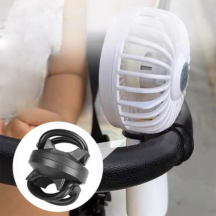 NATIVES SHOPのベビーカーファンホルダー 扇風機ホルダー 取り付け簡単 チャイルドシート ベビーカー 扇風機スタンド 汎用 自転車 360度回転 電動自転車 熱中症対策 携帯 滑り止め 角度調整 マウント クリップ 卓上 ベビーカーファンホルダー ベルト 夏 便利｜アングル2