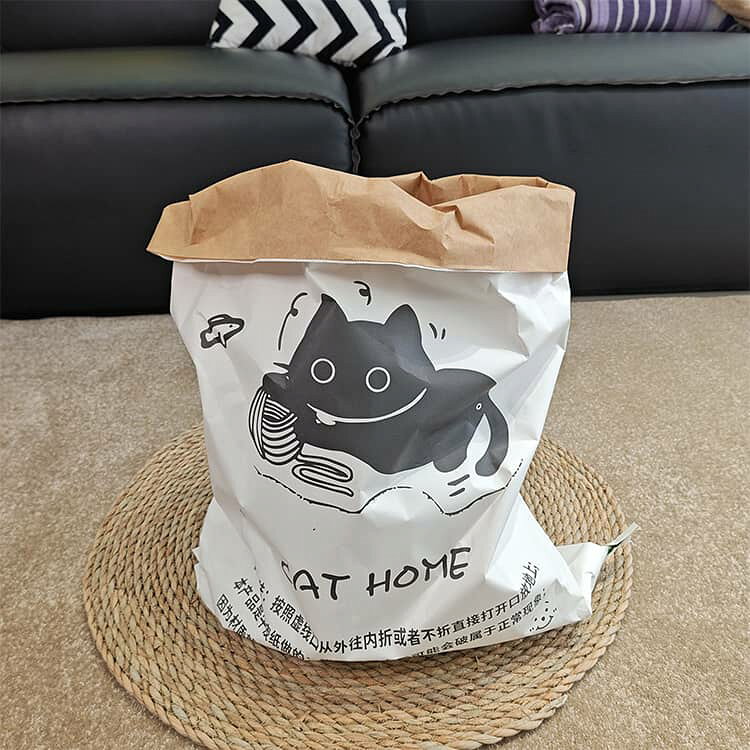 NATIVES SHOPのおもちゃ 猫トンネル ペーパーバッグ 音が鳴る 猫 猫用おもちゃ ひとり遊び 猫 かくれんぼ袋 猫ハウス キャットトンネル クラフト紙 遊び袋 猫ベッド カサカサ 紙袋 ストレス発散 運動不足対策 子猫 成猫 小型犬 犬猫兼用｜アングル3