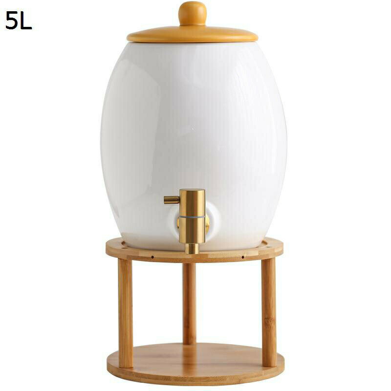Kettles - ガラス ジャグ タンク ドリンクサーバー ピッチャー クリア ファミリーサーバーセット 木台付 磁器 酒器 焼酎サーバー 梅酒 貯蔵タンク ジャー パーティー バー 飲食店