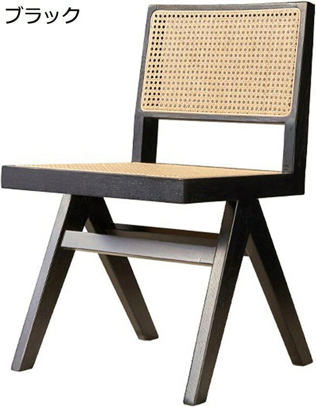 Foldable Chairs - ラタンチェア ダイニングチェア 木製 ラタン椅子 籐編み イス チェア ラタン編み キッチン 北欧 リビング カフェ 無垢材 オシャレ 幅52cm 新生活応援 アームレスト選択 ブラック ブラウン 背もたれ付き ブラック) (肘掛け無し, 肘無し ナチュラル