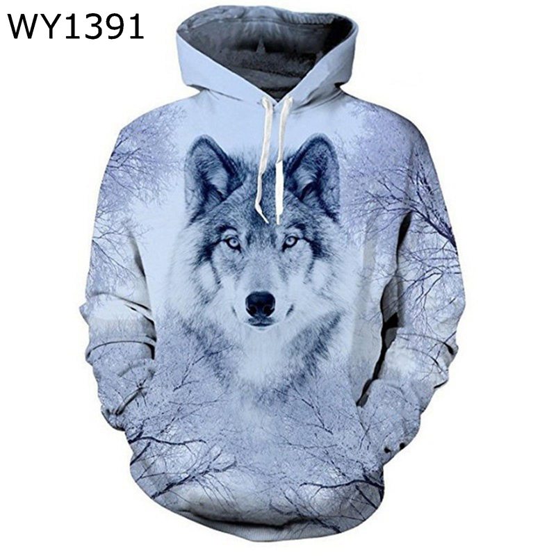 Parka - フード付き パーカー スウェット メンズ 3dプリント 狼柄 プルオーバー 秋服 ドロップショルダー 防寒 伸縮性 長袖 お肌に優しい 綿 トレーナー プルパーカー おしゃれ 通勤 部屋着 韓国風 上着