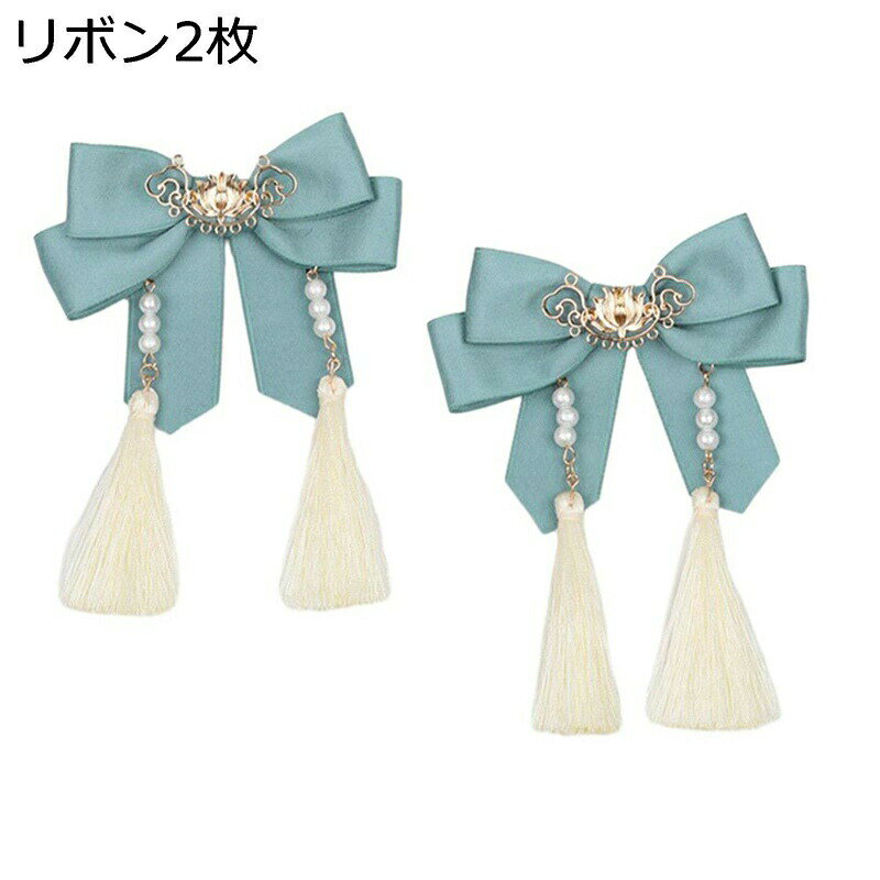 ヘッドドレス ヘアアクセサリー 花丸 リボン クリップ ロリータ 髪飾り パール タ...