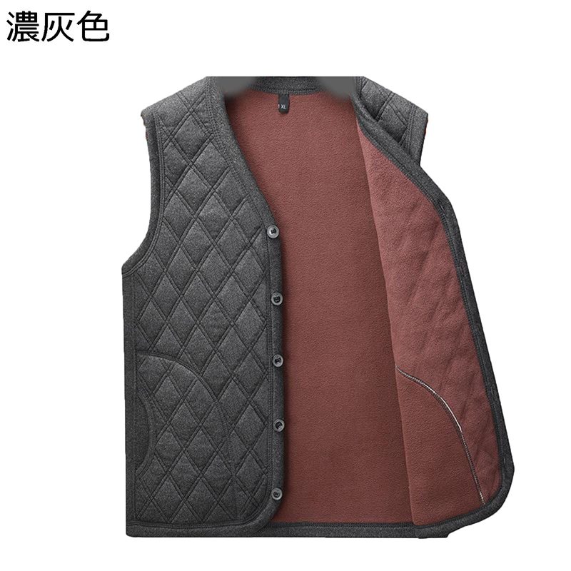 中綿コート ベスト 裏起毛 秋冬服 暖かい アウターベスト メンズ Vネック ボタン トップス ポケット インナー お父さん シニア 中高年 無袖アウター 厚い 保暖保温 スポーツ 通勤通学 普段着 natsushop-10023892 NatsuShop 楽天市場店 サンプル画像2