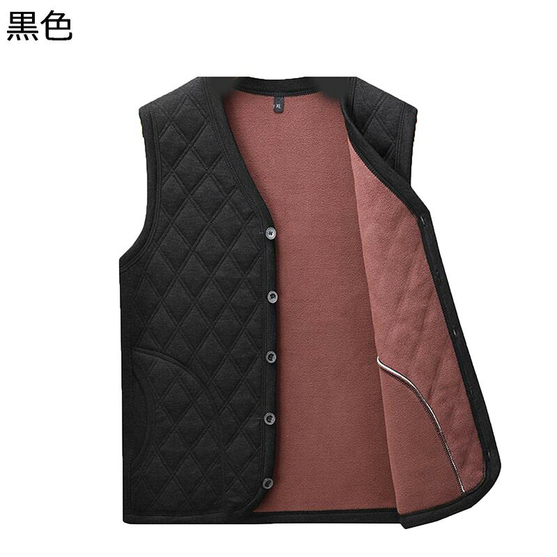 中綿コート ベスト 裏起毛 秋冬服 暖かい アウターベスト メンズ Vネック ボタン トップス ポケット インナー お父さん シニア 中高年 無袖アウター 厚い 保暖保温 スポーツ 通勤通学 普段着 natsushop-10023892 NatsuShop 楽天市場店 サンプル画像3