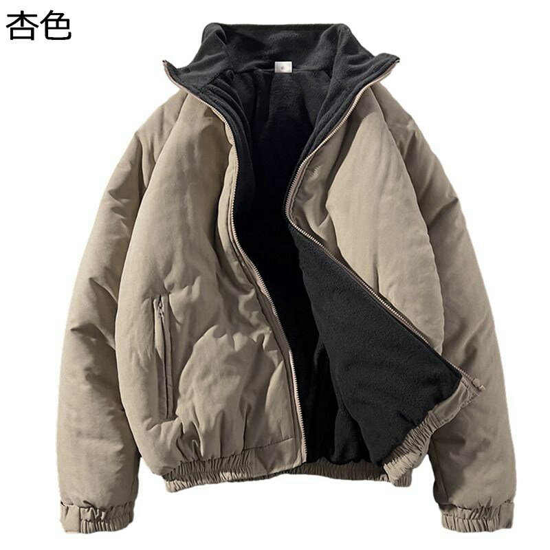 乐天商城 - 中綿ジャケット メンズ 冬服 アウター 厚手 裏ボア モコモコ 裏起毛 ジャンパー 防風 保温性 ブルゾン おしゃれ 立ち襟 ゆったり 普段着 アウトドア カジュアル ハイキング 大きいサイズ