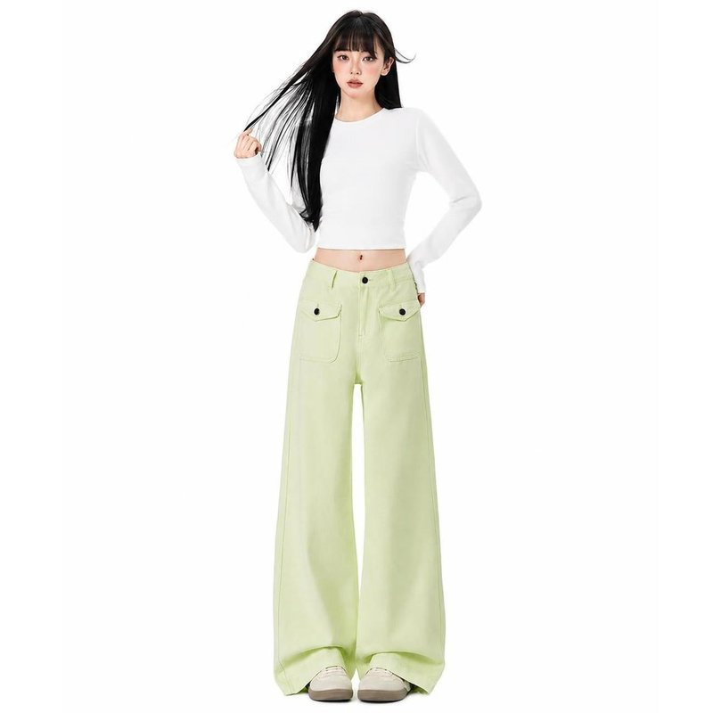 ワイドパンツ デニム レディース 体型カバー 脚長 ズ ゆったり ジーパン ストレート ロングパンツ ズボン ポケット付き カジュアル 通学 通勤 春 夏 秋