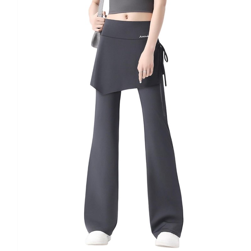 スカート付きパンツ レディース 体型カバー ヨガウェア レイヤード風 美脚 フレアパンツ 脚長効果 フィットネス ダンス スパッツ ロング 伸縮 カジュアル スポーツウェア ゆったり 大きいサイズ