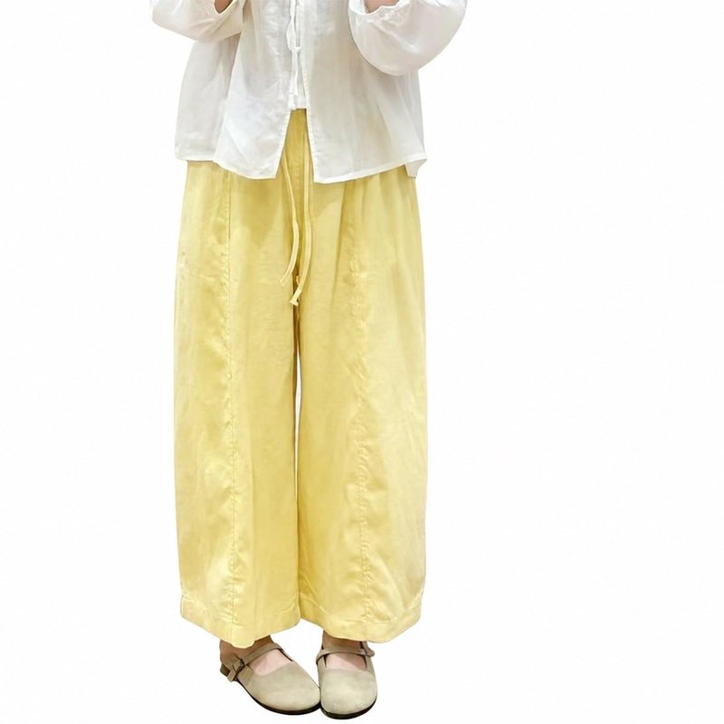 ワイドパンツ レディース 夏 リネンパンツ 麻混 涼しい 薄手 ハイウエスト イージーパンツ ゆったり ストレート カジュアル 動きやすい 体型カバー 着痩せ さらさら 快適 テンセル ボトムス おし