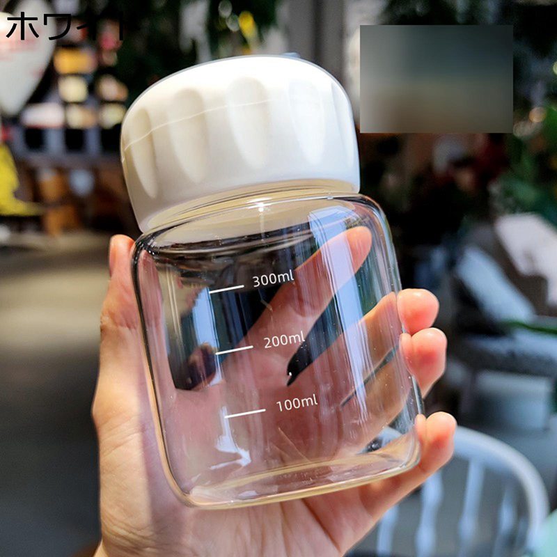 Other - 水筒 ミニ 目盛り付き 小型 キャリーハンドル付き 420ml ウォーターボトル 耐熱ガラス タンブラー クリアボトル 直飲み 無鉛 あらう 耐久性 持ち運び便利 漏れなし 男女兼用 散歩 オフィス レディースギフト