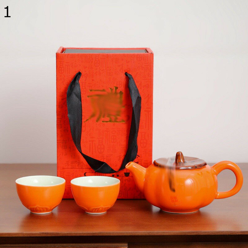 番茶器セット 柿柿如意 急須 ティーセット 功夫茶 オレンジ 面白い 工夫茶 茶器揃 湯呑 持ち運び便利 旅行用 湯呑 緑茶 紅茶 日本茶 お茶入れ 日常使い アウトドア 車? ギフト プレゼント