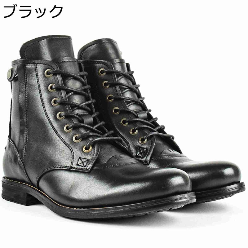 Other - ライダーブーツ ショートブーツ メンズ レースアップ 革 焦がし サイドジップ ワークブーツ 厚底 秋冬 ハイカット 作業靴 砂漠靴 大きいサイズ 防滑 耐久性 汚れ加工 高耐久 アウトドア ビジネス 旅行