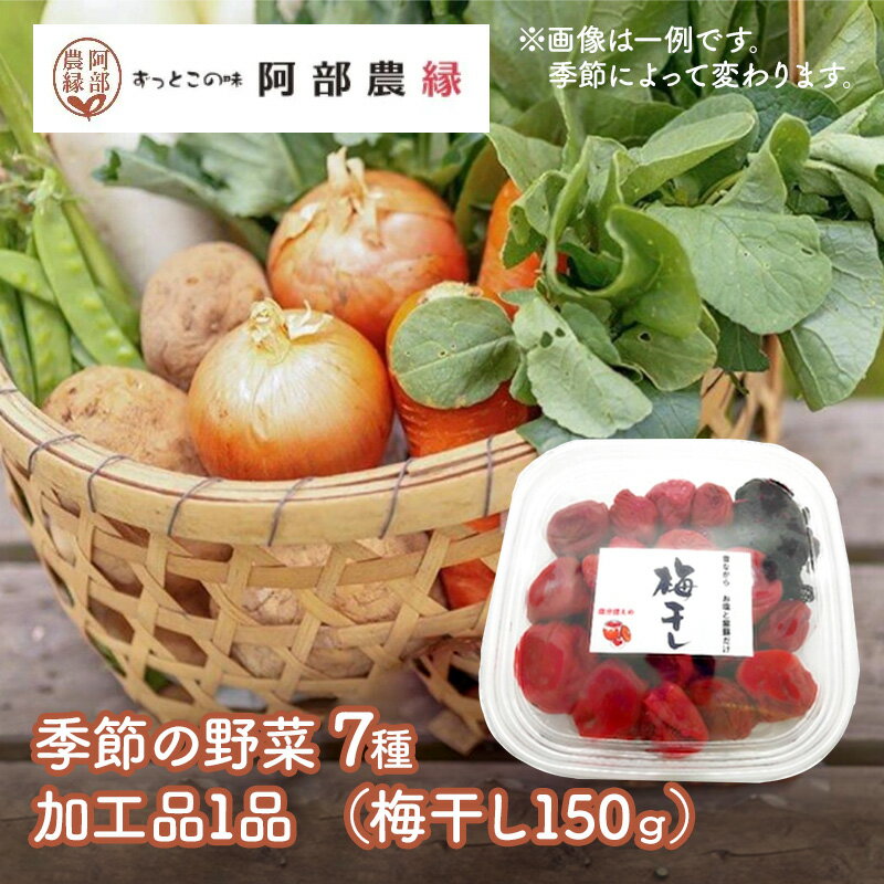 【ポイントアップ中！】 お野菜7種と加工品1品 （ 梅干し ） AB005 食品 青果 野菜 旬 やさい 梅 うめぼし 福島 詰め合わせ ギフト 贈り物 御祝 内祝 送料無料 父の日 2024