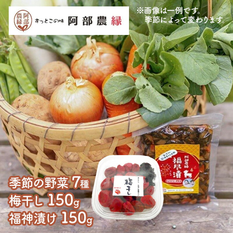 【ポイントアップ中！】 お野菜7種と加工品2品 （ 梅干し 福尽漬 ） AB006 食品 青果 野菜 旬 やさい 梅 うめぼし 福神漬 福島 詰め合わせ セット ギフト 贈り物 御祝 内祝 送料無料 父の日 2024