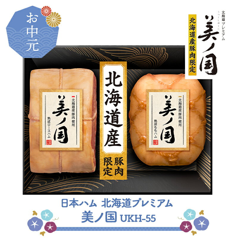超早割 【お中元 2024/6/20～8/9お届け】 日本ハム 北海道 プレミアム 美ノ国 UKH-55 NMUKH-55 惣菜 ハム ロースハム ももハム グルメ お取り寄せ プレゼント 贈り物 ハムギフト ギフト 食品 詰め合わせ 送料無料 御中元