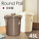 ゴミ箱 45リットル 45L 蓋付き 丸形 日本製 ベランダ キッチン リビング 屋外 室外 ダストボックス 分別 上開き 丸型 くずかご ごみばこ おしゃれ ...