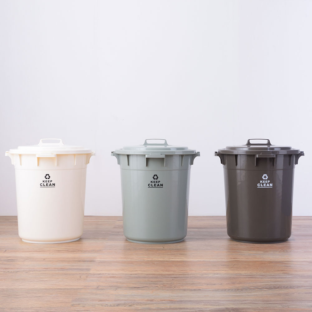 ゴミ箱 45リットル 45L 蓋付き 丸形 日本製 ベランダ キッチン リビング 屋外 室外 ダストボックス 分別 上開き 丸型 くずかご ごみばこ おしゃれ かわいい 清潔 シンプル ふた付き 運びやすい 筒型 大容量 大きい 大型 おむつ入れ 生ごみ 生ゴミ ブラウン ホワイト [2]