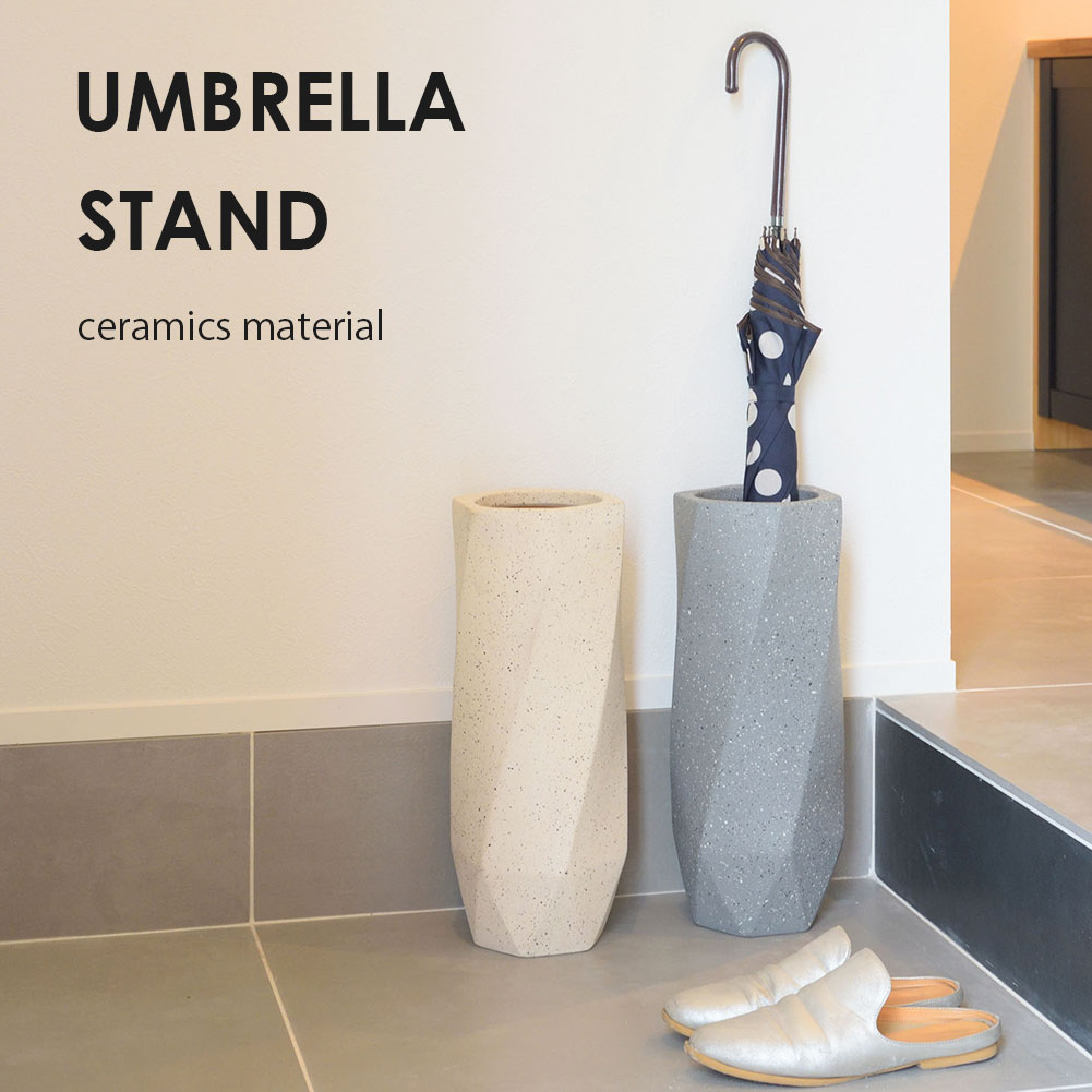 傘立て アンブレラスタンド 傘入れ 傘置き 玄関 エントランス 陶器 セラミック 丸形 六角形 円柱 スリム コンパクト スタイリッシュ ナチュラル モノトーン...