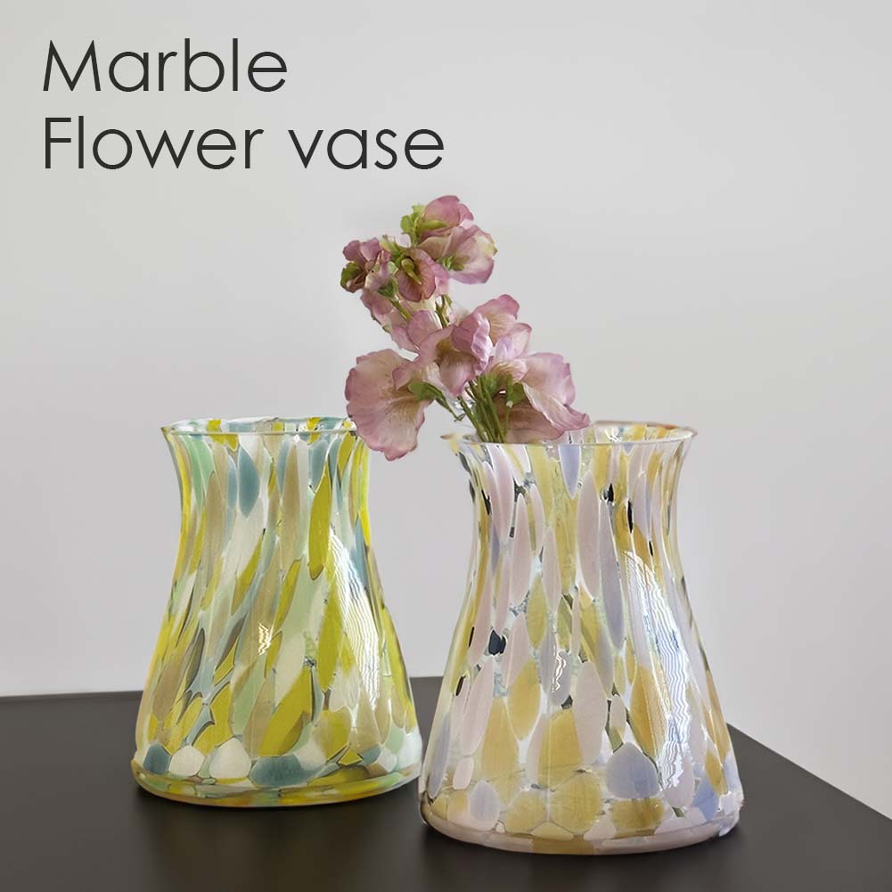花瓶 おしゃれ ガラス 大きい フラワーベース カラフル 黄色 ピンク 置物 北欧風 雑貨 ポップ 枝物 ガラス製 18cm リビング 玄関 寝室 プレゼント ...
