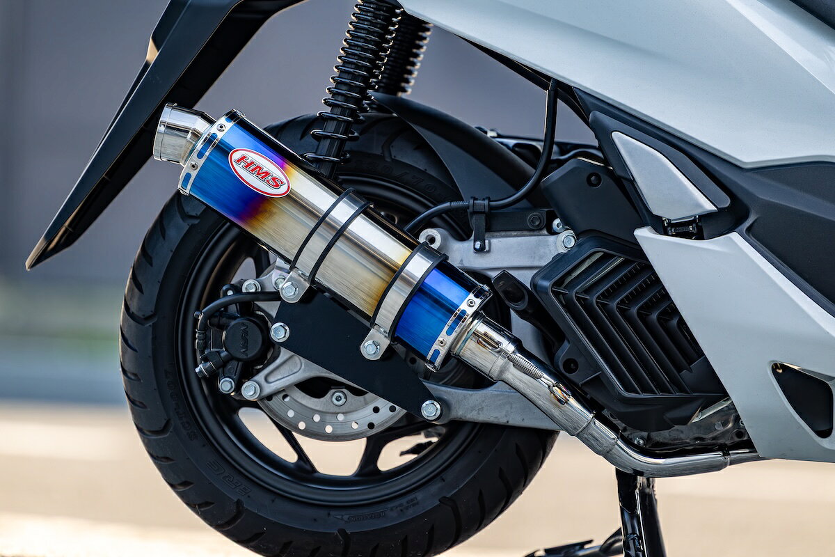 【国内メーカー HMS製】ホンダ PCX125 （2BJ-JK05 8BJ-JK05） PCX160 （2BK-KF47 8BJ-KF47） MARK4 マフラー ステンレス ブルーグラデーション サイレンサー SPR (サイレントパワーリストリクター）内蔵 カスタム パーツ JK05 PCX MARK4-350(351)-02