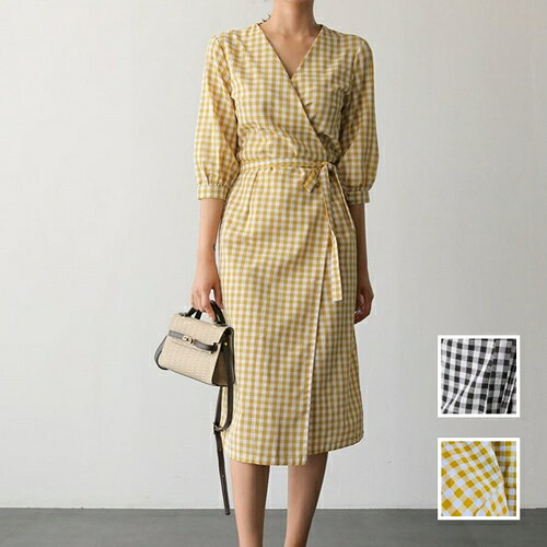 楽天韓国 ワンピ ドレス kilakilastyleリゾートワンピース リゾートワンピ ひざ丈 沖縄 ハワイ グアム 韓国 ファッション レディース 春 夏 パーティー お取り寄せ PTXB242 お呼ばれ オルチャン 送料無料 コーデ セクシー 20代 30代 40代 50代 2024 ギンガムチェック ノーカラー Vネック ラップ タイト デイリー