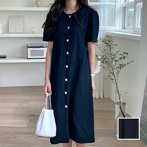 楽天韓国 ワンピ ドレス kilakilastyleワンピース カジュアル ロング マキシ丈ワンピ 韓国 ファッション レディース 春 夏 秋 カジュアル お取り寄せ PTXI898 オルチャン コーデ シンプル 定番 セレカジ 20代 30代 40代 2024 ステッチ ビッグカラー パフスリーブ ゆったり