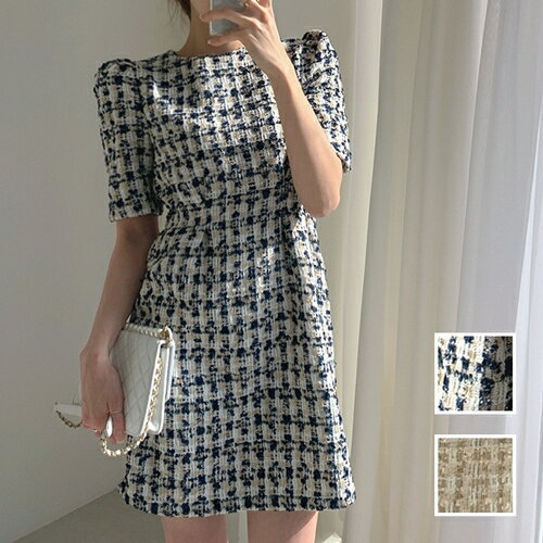 楽天韓国 ワンピ ドレス kilakilastyleパーティードレス 結婚式 ワンピース ショート ミニ丈 オケージョン イブニング ドレス 韓国 ファッション レディース 春 夏 ブライダル お取り寄せ PTXJ683 お呼ばれ コーデ 成人式 二次会 同窓会 送料無料 20代 30代 40代 50代 2024 ツイード風 チェック パフスリーブ ミ
