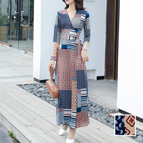 楽天韓国 ワンピ ドレス kilakilastyleリゾートワンピース リゾートワンピ ロング マキシ丈 沖縄 ハワイ グアム 韓国 ファッション レディース 春 夏 秋 パーティー お取り寄せ PTXK229 お呼ばれ オルチャン 送料無料 コーデ セクシー 20代 30代 40代 50代 2024 大きいサイズ パッチワーク風 ブロック柄 ラップ マ