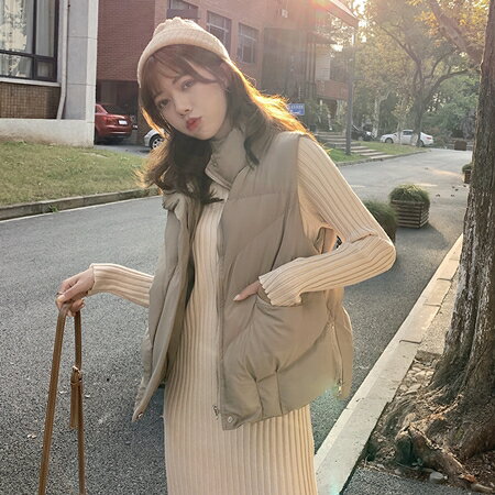 【一部最短翌日お届け】 アウター ダウンベスト 韓国 ファッション レディース 秋 冬 カジュアル PTXL775 オルチャン コーデ シンプル 定番 セレカジ 20代 30代 40代 2025 大きいサイズ ハイネック オーバーサイズ ジップ エコダウン