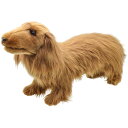 ハンサ【HANSA】リアルぬいぐるみ ミニチュアダックスフンド ロングヘア ブラウン 62 MINIATURE DACHSHUND 茶色 レッドカラー