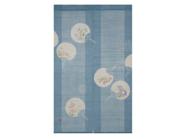 京都洛柿庵ろうけつ染めのれん　団扇紋