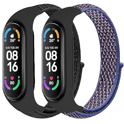 ストラップはXiaomi Mi band7/6/5/4/3互換性があり、柔らかく、快適で、通気性があり、長さを調整できる無段階のナイロンループ交換用ストラップです