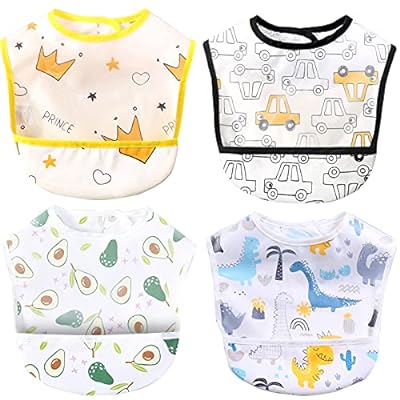 NITONAMI 食事用エプロン ベビー エプロン 離乳食エプロン 立体的ポケット 袖なし ポケット付き 防水 ..