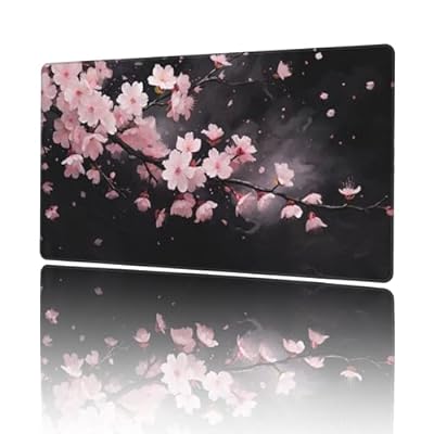 マウスパッド 大型 ゲーミング ピンク 桜 花 ブラック 花びら マウスマット デスクマット 特大 おおきい キーボードパッド ゴム底 エレコム 光学式 マウス対応 滑り止め 耐久性 良い おしゃれ …