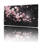 マウスパッド 大型 ゲーミング ピンク 桜 花 ブラック 花びら マウスマット デスクマット 特大 おおきい キーボードパッド ゴム底 エレコム 光学式 マウス対応 滑り止め 耐久性 良い おしゃれ かわいい 防水 サイバーカフェ オフィス最適 適度