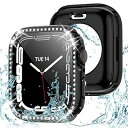 アップルウォッチ 保護 カバー 41mm 薄型 防水 強化ガラス Apple Watch 一体型 二重構造 ケース Series 9 8 7 クリスタルダイヤ付...