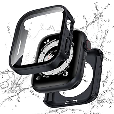 【フルカバー保護】 アップルウォッチ 防水 カバー Apple Watch SE Series 9 8 7 対応 45mm ケース 2 in 1 前後の保護 二重構造 耐衝撃 iWatch 一体型 ケース 45mm ミッドナイト色ミッドナイトモデル商品説明【対応機種】Apple Watch Series 9 / 8 / 7 45mm (アップルウォッチ シリーズ(アップルウォッチ シリーズ Series 9 / 8 / 7 45mm )に適用します。ご使用モデルのサイズは本体裏面に刻印がございます。ご確認の上お買い求めください。注意：保護ケースと他のApple Watch画面保護フィルムを一緒に使用することはお勧めしません。それはタップ操作が失敗する問題を引き起こす可能性があります。ゴミなどが残らないようにキチンと拭き取ってからはめるように注意して下さい。【2 in 1 全面保護】アップルウォッチ二重保護ケースは、全方位的な保護に重点を置いています。一体型保護構造全体で、全面カバー型保護ケース、頑丈な背面カバー、9H強化ガラスフィルムから構成されています。全面カバー型保護ケースと背面カバーは、高硬度で耐久性のあるPC素材を採用し、優れた耐衝撃性と耐擦り傷性を実現し、あなたの貴重なApple Watchがさまざまな角度からのダメージを防ぎます。表面保護スクリーンは、超薄型の9H強化ガラスフィルムを採用し、高透過性、高感度の3Dタッチ操作が可能で、画面操作に影響を与えません、裸で使用しているのと、たいして変わらないタッチの反応の良さ。【防水】Apple Watchケースの防水機能は全面的にアップグレードされました。新型保護ケースでは、スクリーンの強化ガラスフィルムの下部に防水ソフトラバーシーリングリングが内蔵されており、水がガラスフィルムと本体の間に入るのを効果的に防ぎ、日常使用中に水に触れることで生じる画面タップ問題を回避し、日常のスポーツや水上活動に最適です。注意水中での活動を行う際には、Apple Watchの指示に従って、高水圧や規定の深さ制限を超えたダイビング活動（例スキューバダイビングやウェイクボード）を行わないでください。【機能性】精密なカッティング技術により、各ボタンが保護ケースにぴったりとフィットし、Apple Watchのオリジナル操作感を再現し、操作の障害を感じません。Apple Watch保護ケースの背面には、センサー領域が予め設けられており、Apple Watchが正常に動作することを確保し、充電時に保護ケースを外す必要もありません。【24ヶ月長期サポート】この製品は2年間の無料保証が提供されており、何か問題があればお気軽にお問い合わせください。