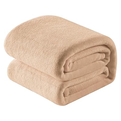 SE 毛布 ダブル ブランケット 冬用 大判 大きめ ふわふわ 暖かい 軽量 洗える マイクロファイバー フランネル 掛け毛布 静電気防止 オールシーズン 180X200cm ベージュ