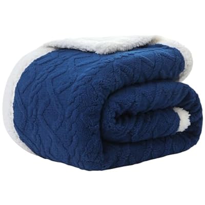 SE 毛布 セミダブル 冬 二枚合わせ 厚手 ブランケット 冬用 吸湿発熱 もこもこ おしゃれ かわいい 洗える 160X200cm ネイビー
