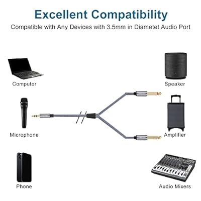 オーディオケーブル 3.5mm to 6.35mm 変換ステレオミニプラグ 2分配 trs ケーブル ...
