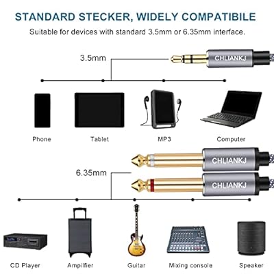 オーディオケーブル 3.5mm to 6.35mm 変換ステレオミニプラグ 2分配 trs ケーブル ...