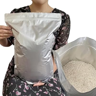 お米保存袋 米袋 5kg お米 保存容器 アルミ袋 ジッパー付き 袋 (冷蔵庫保存) チャック付き 遮光袋 (XL：米袋 5kg用10枚)