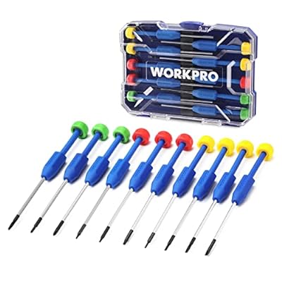 WORKPRO 精密ドライバーセット 特殊ドライバー 時計用ドライバー 10本組 磁気ドライバー プラス マイナス トルクス 回転キャップ ベルト 時計 メガネ スマホ PC 電池交換 分解 修理工具 収納ケース付き