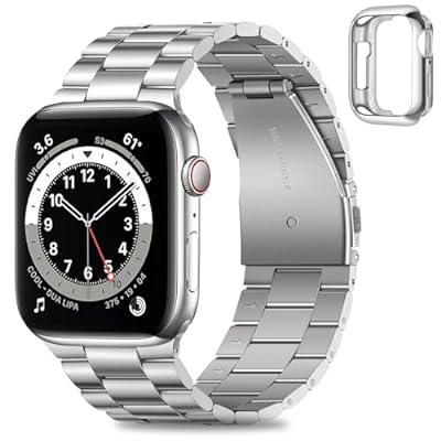 2023新型 Band コンパチブル Apple Watch バンド 45mm 44mm 42mm アップルウォッチバンド 保護ケース付き ステンレスメタル腕時計バンド ビジネスウーマンメンズバンド Apple Watch SE2 SE シリーズ 9