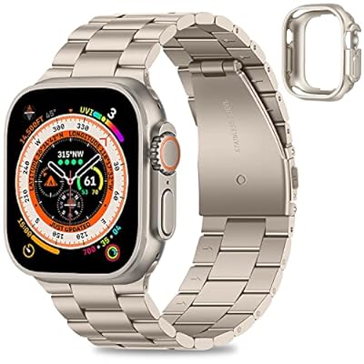 2023新型 Band コンパチブル Apple Watch バンド Ultra 49mm アップルウォッチバンド 保護ケース付き ステンレスメタル腕時計バンド ビジネスウーマンメンズバンド Apple Watch Ultra 2 Ultra に対応